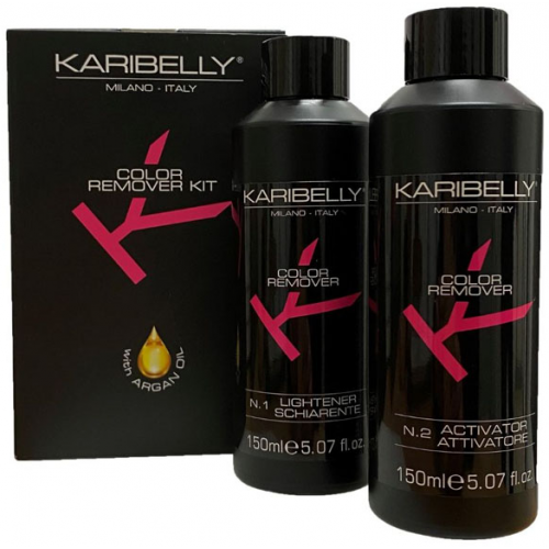 Набір для видалення кольору - Karibelly Color Remover Kit (N.1 Schiarente + N.2 Attivatore) 150 мл*2 шт