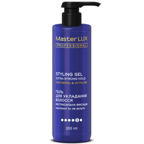 Гель для укладання волосся екстрасильна фіксація - Master LUX Styling Gel Extra Strong Hold 200 мл