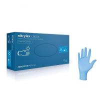 Рукавички нітрилові оглядові нестерильні неприпудрені блакитні М Nitrylex Classic 100 штук