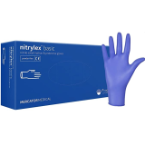 Рукавички нітрилові оглядові нестерильні неприпудрені блакитні М Nitrylex Basic 100 штук