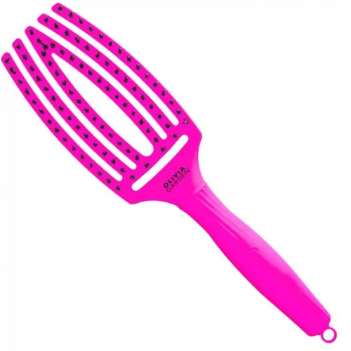 Щітка для укладання волосся - Olivia Garden Finger Brush Boar Nilon Medium Neon Purple