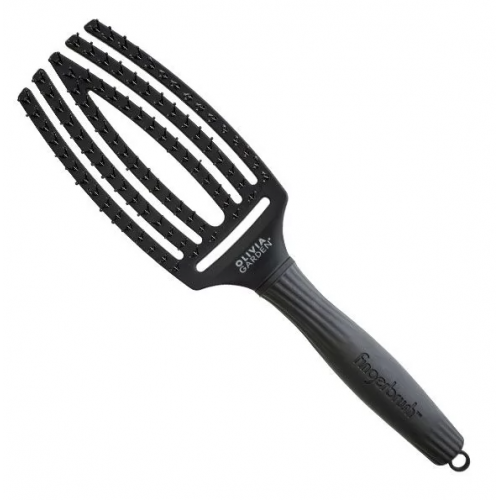 Щітка для волосся - Olivia Garden Fingerbrush Boar Nilon Full Black Medium