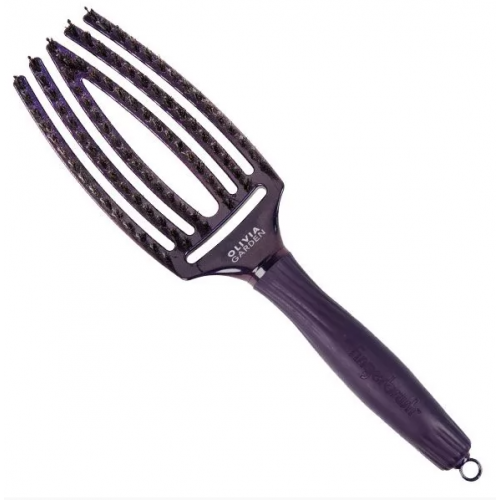 Щітка вигнута продувна з комбінованою щетиною - Olivia Garden Fingerbrush Boar Nilon Medium Violet Amethyst