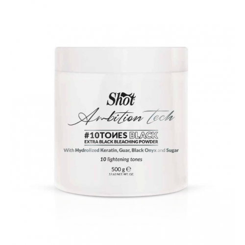Чорний знебарвлювальний порошок для волосся 10 тонів - Shot Ambition Tech 10 Tones Black Bleaching Powder 500 гр Чорний знебарвлювальний порошок для волосся 10 тонів - Shot Ambition Tech 10 Tones Black Bleaching Powder 500 гр