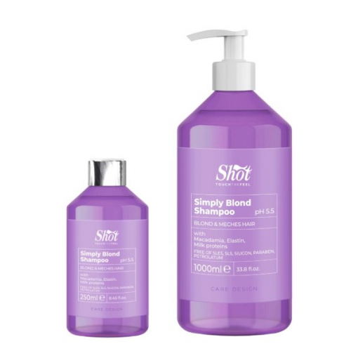 Шампунь для освітленого і мелірованого волосся - Shot Care Design Simply Blond Shampoo Шампунь для освітленого і мелірованого волосся - Shot Care Design Simply Blond Shampoo