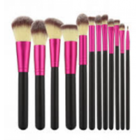 Набір пензлів для макіяжу - Tools For Beauty Black Pink 12 шт